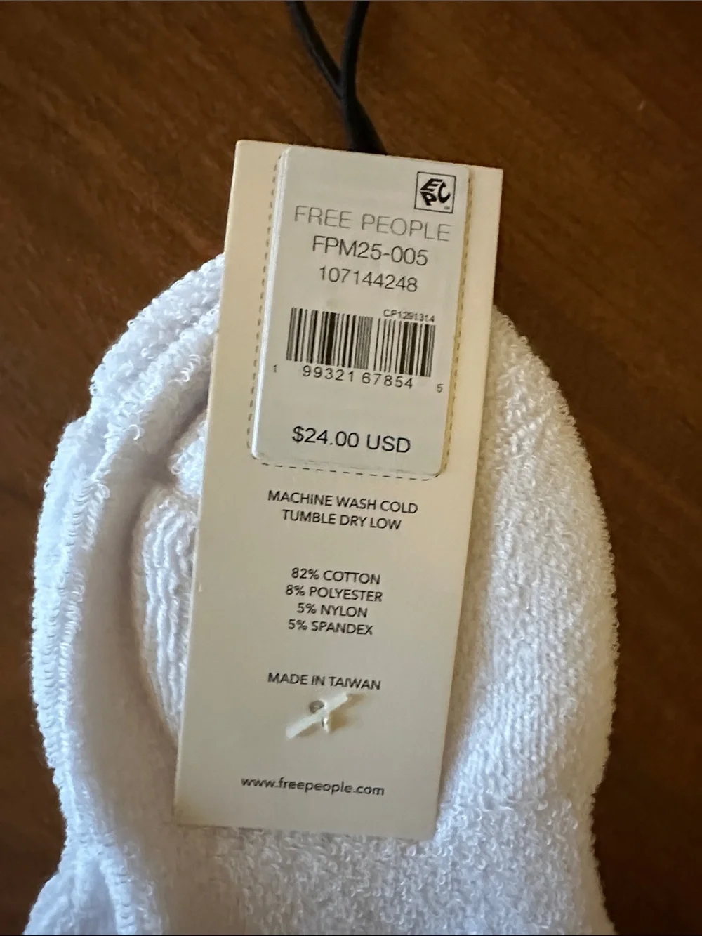 Free People Movement White Terry Recovery Crew Socks NWT